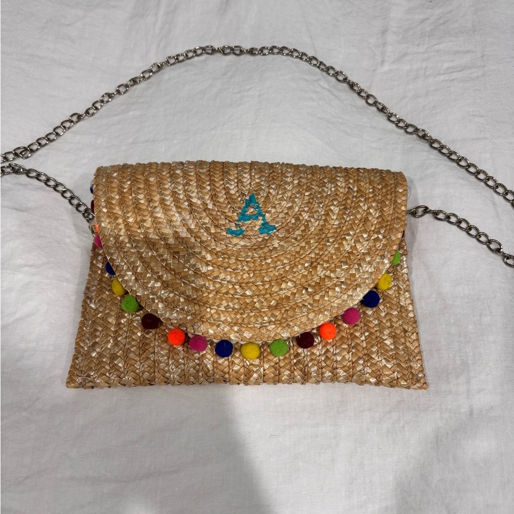 Straw Pom-Pom Chain Bag